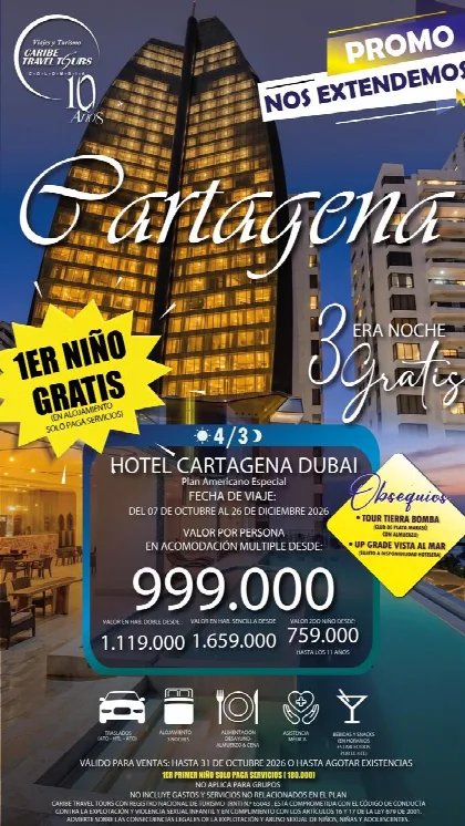 Promoción Cartagena, 4 días · 3 noches
