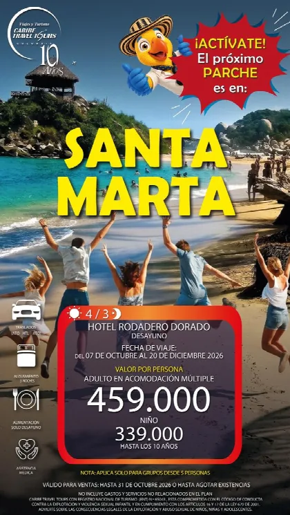 Promoción Santa Marta, 4 días · 3 noches