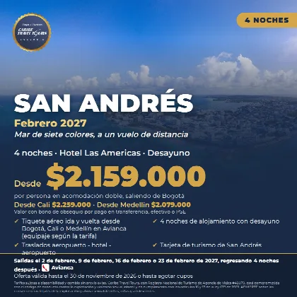 Promoción San Andrés, 5 días · 4 noches