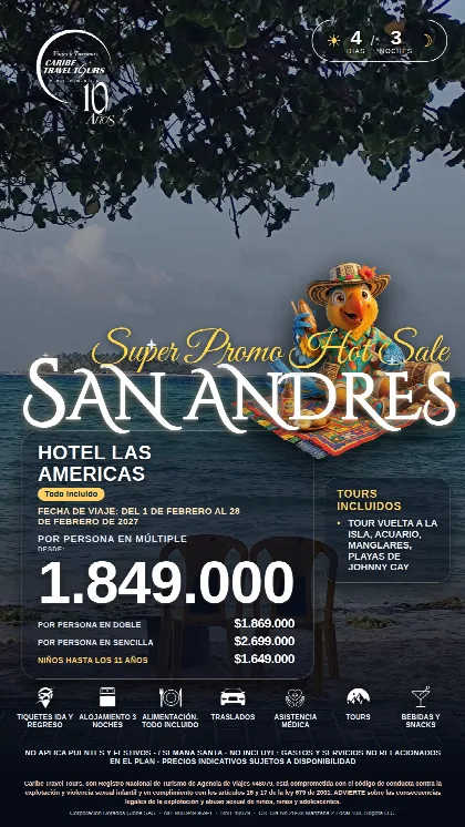 Promoción San Andres, 4 días · 3 noches