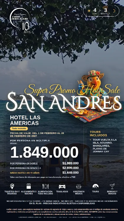Promoción San Andres, 4 días · 3 noches
