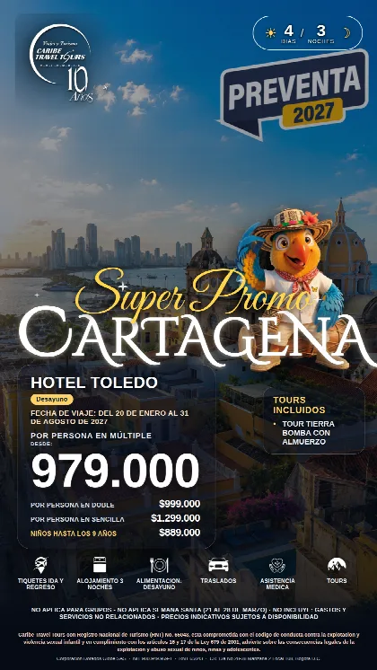 Promoción Cartagena, 4 días · 3 noches