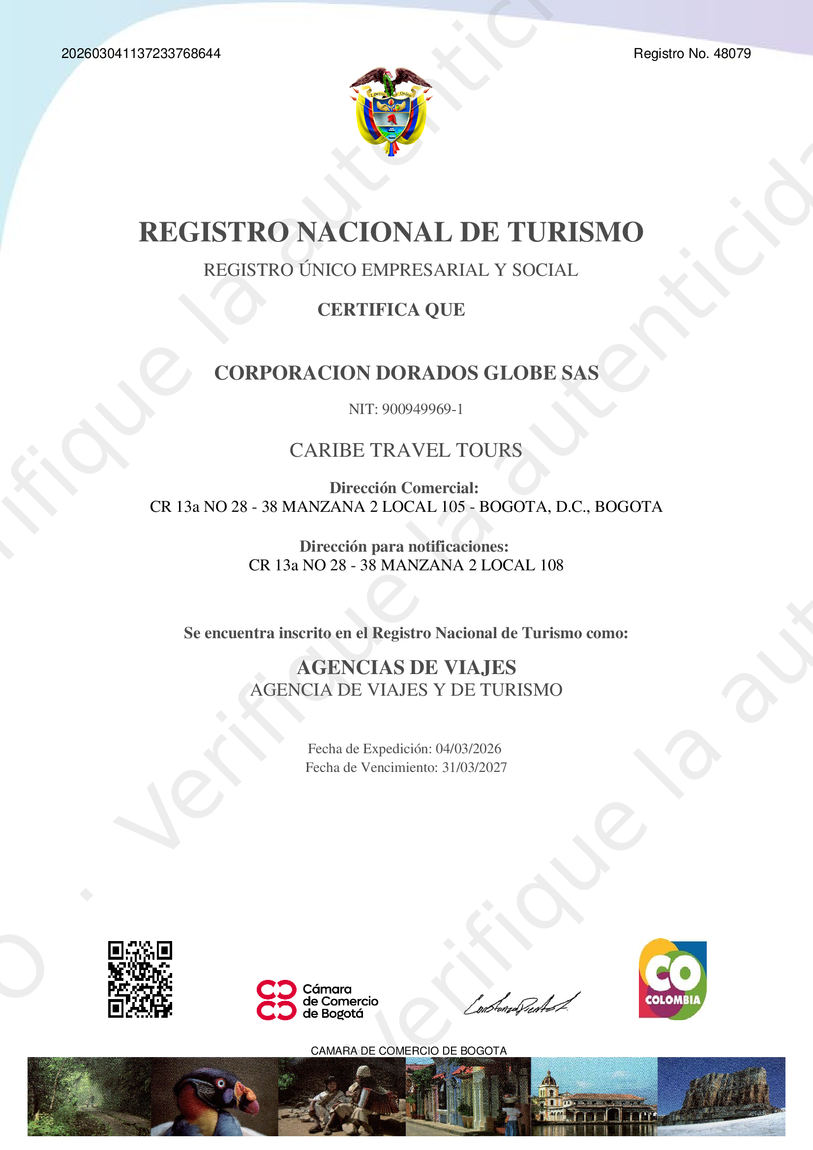 Certificado RNT minorista (documento informativo)